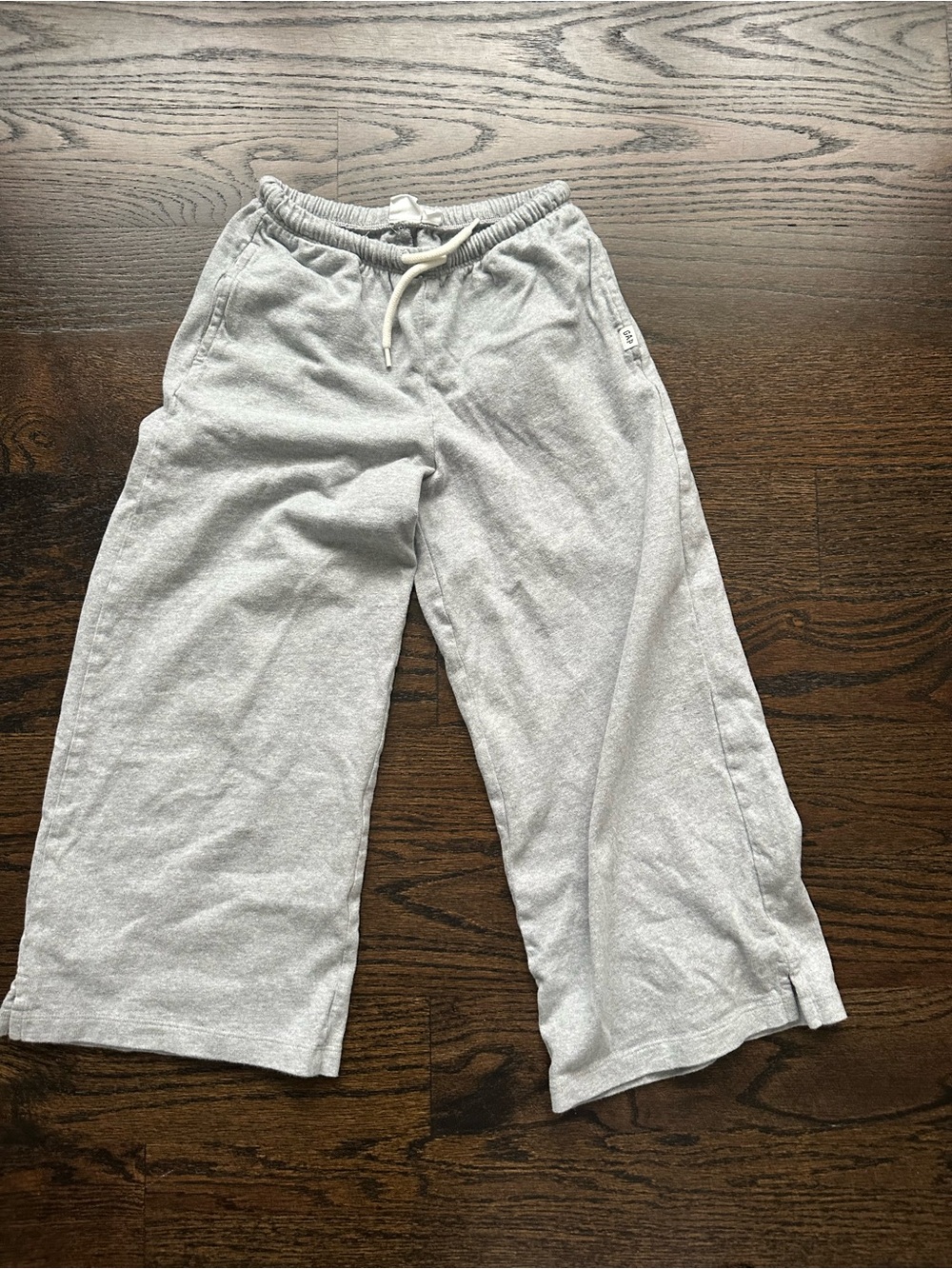 GAP Light Gray Wide-Leg Sweatpants with Drawstring